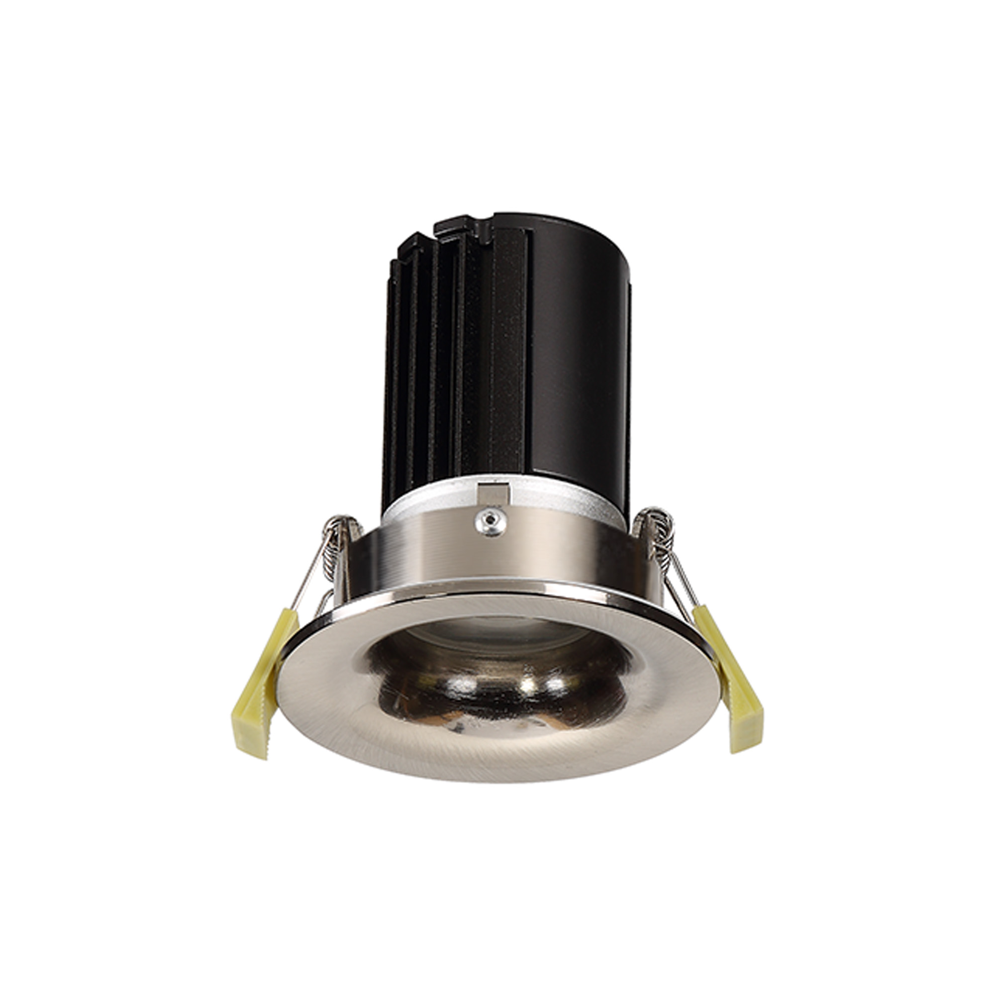 DM201546  Bruve 12 Tridonic powered 12W 2700K 1200lm 12° LED Engine,350mA , CRI>90 LED Engine Satin Nickel Fixed Round Recessed Downlight, Inner Glass cover, IP65